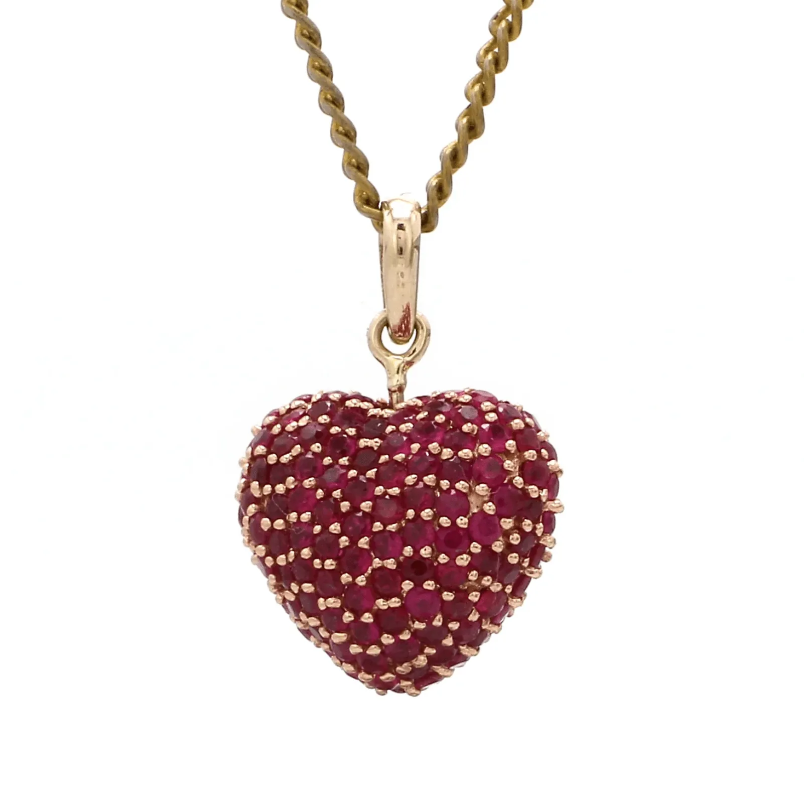 Puffy Pave Ruby Heart Charm