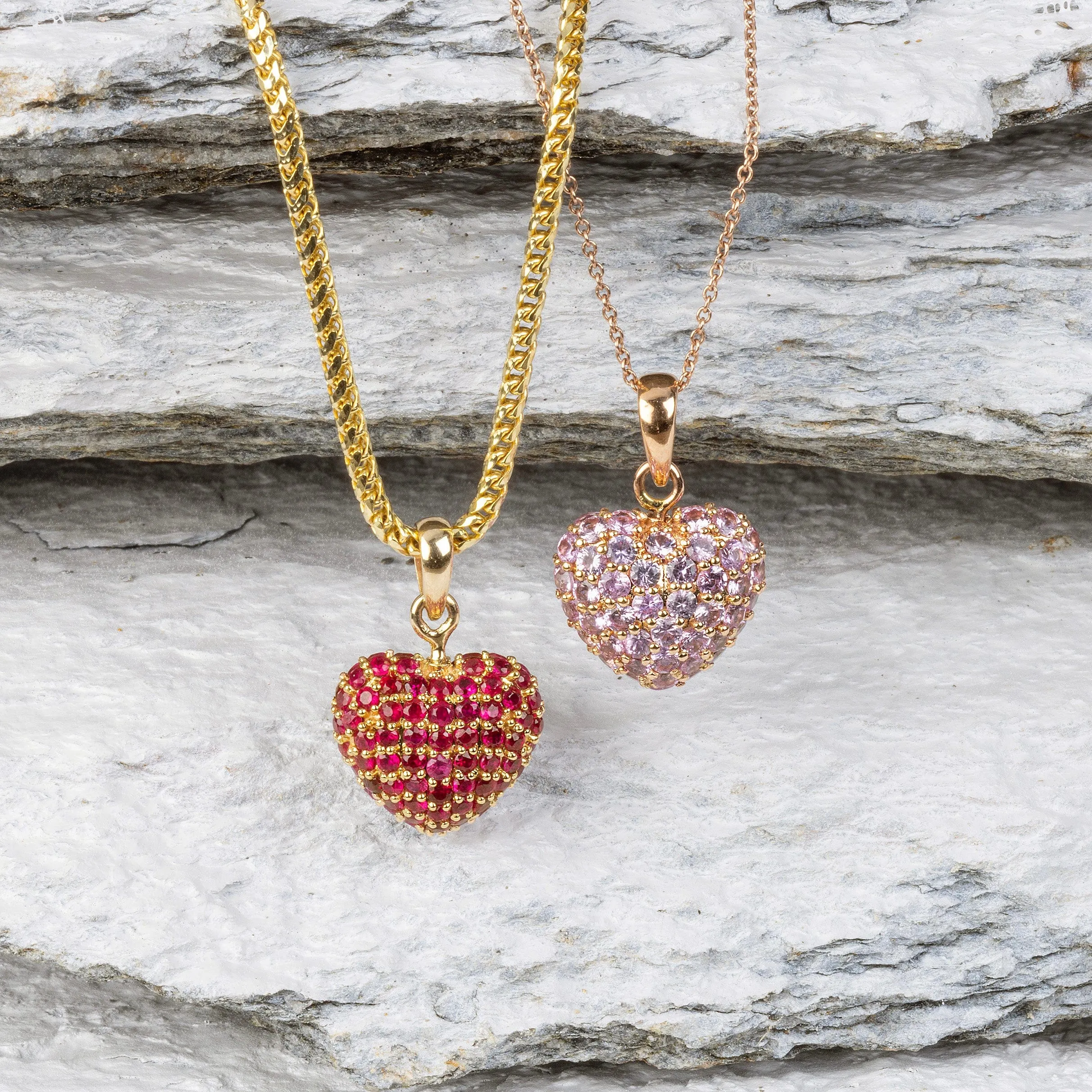 Puffy Pave Ruby Heart Charm