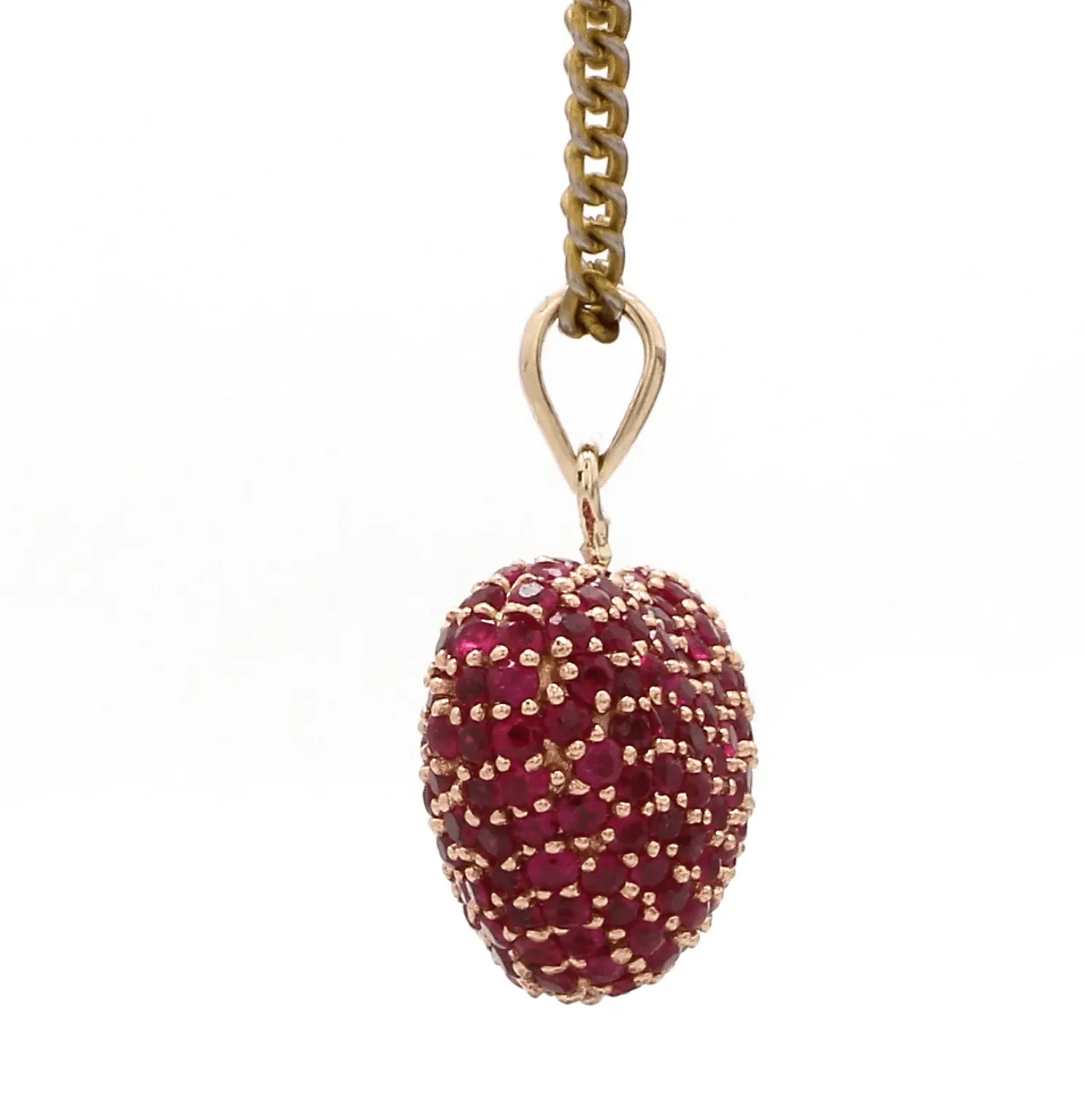 Puffy Pave Ruby Heart Charm