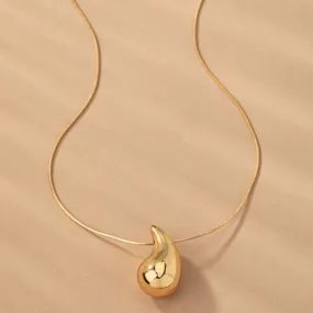 Puffy Tear Drop Pendant Necklace