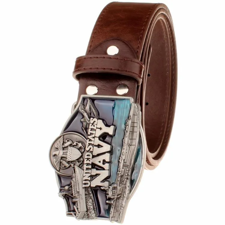 Punk Style Air Force American Metal Buckle Leather Belt for Men and Women