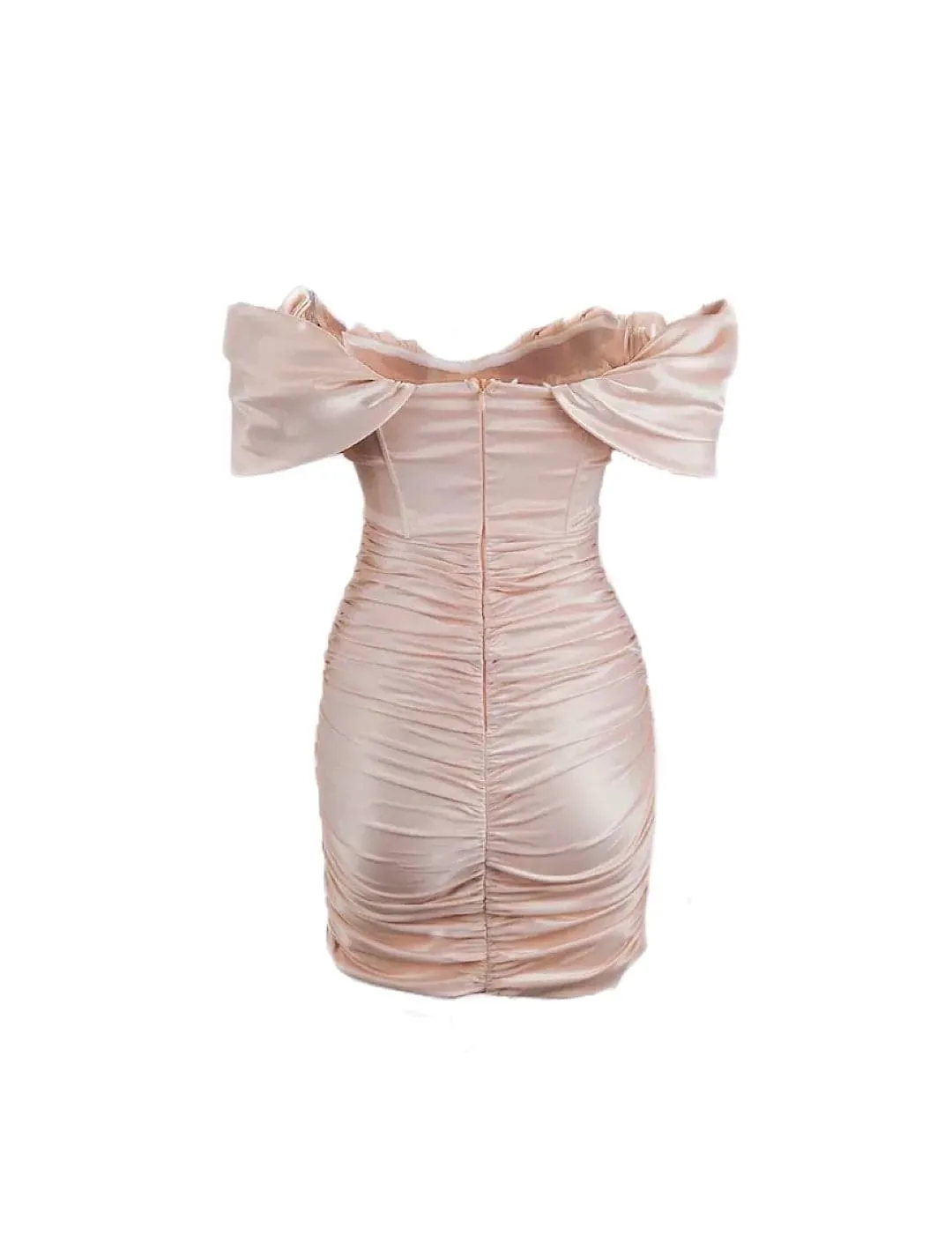 Satin Draped Bodycon Off Shoulder Mini Dress