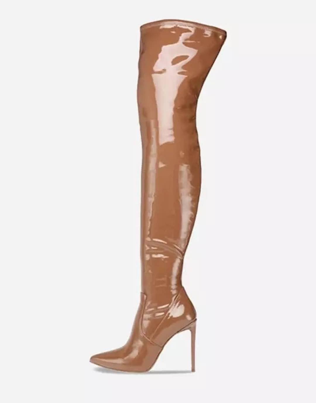 Shiny PU Leather Above The Knee Boots