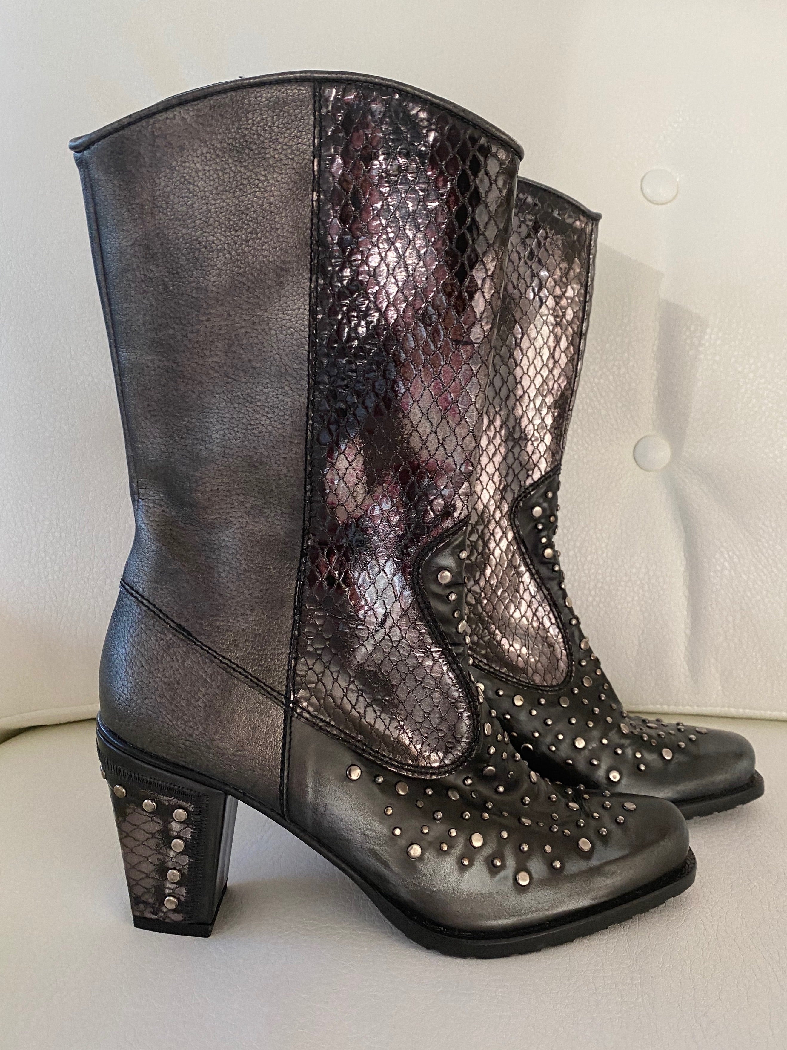 Stuart weitzman python distressed cowboy boots