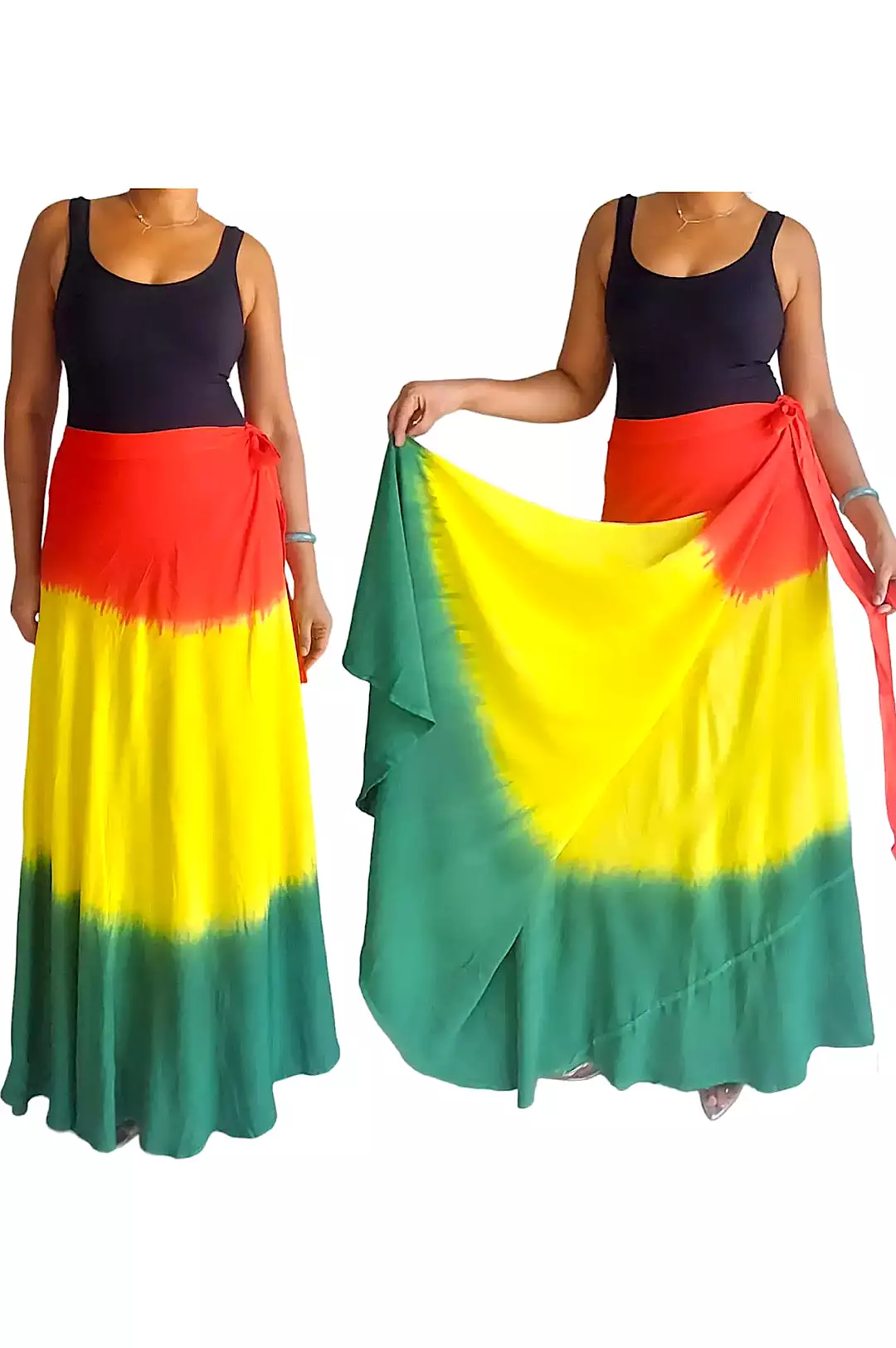 Tri Color One Size Wrap Skirt