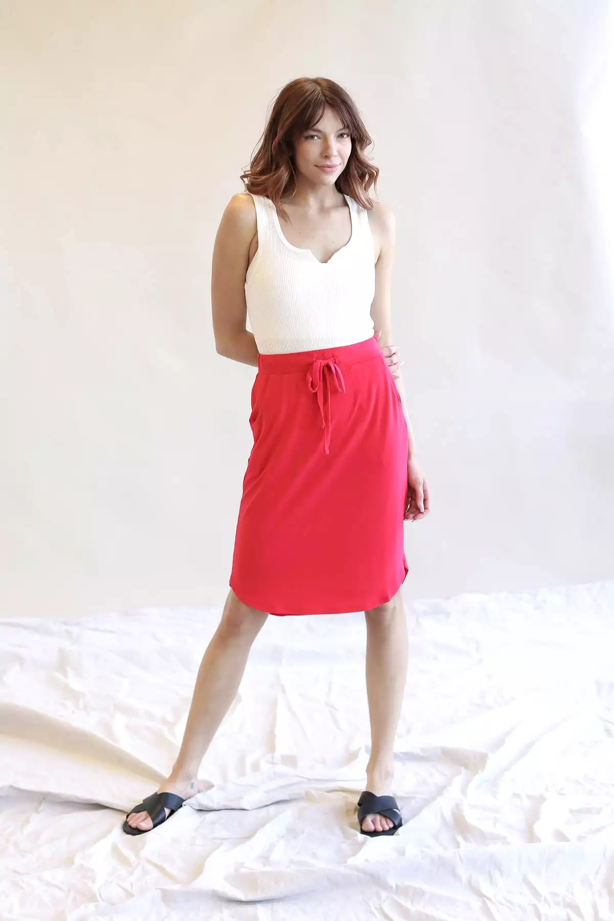 Tulip Hem Skirt With Side Pockets