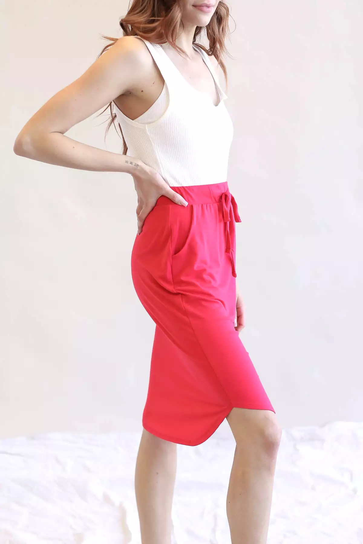 Tulip Hem Skirt With Side Pockets