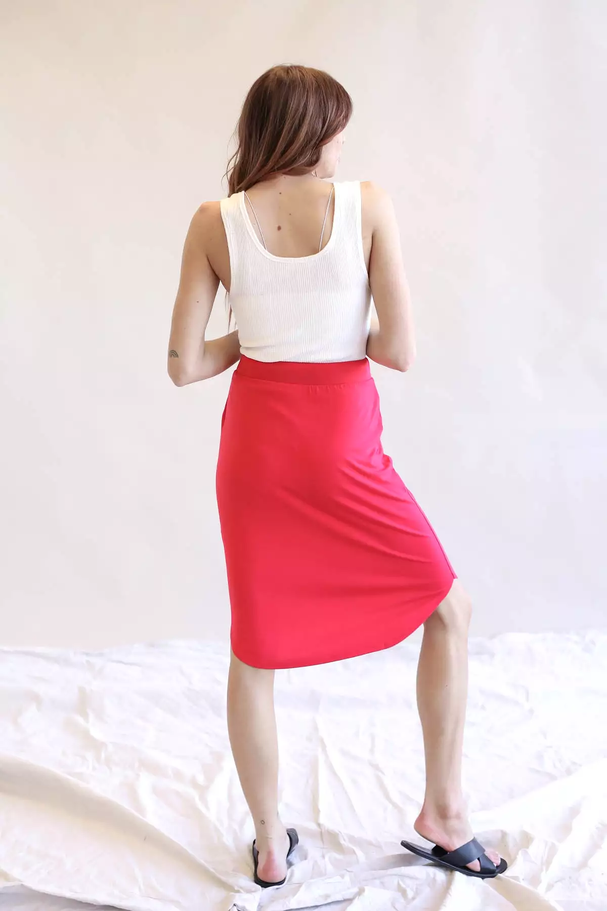 Tulip Hem Skirt With Side Pockets