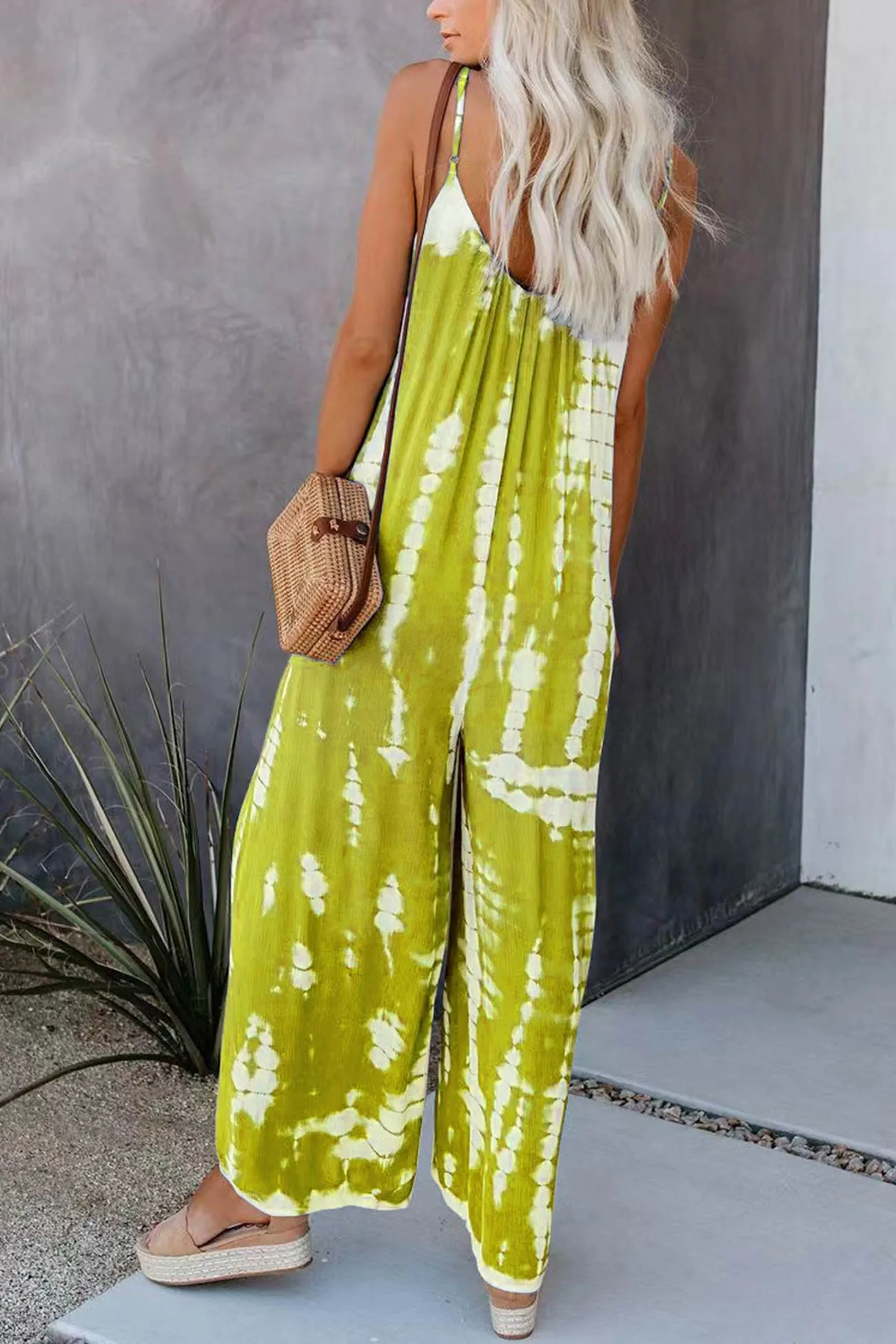 V Neck Tie Dyed Jumpsuits