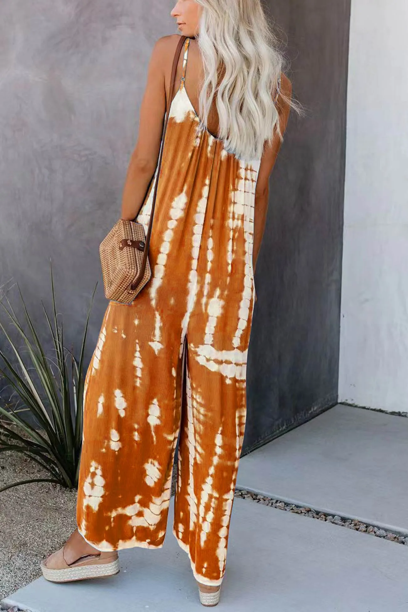 V Neck Tie Dyed Jumpsuits