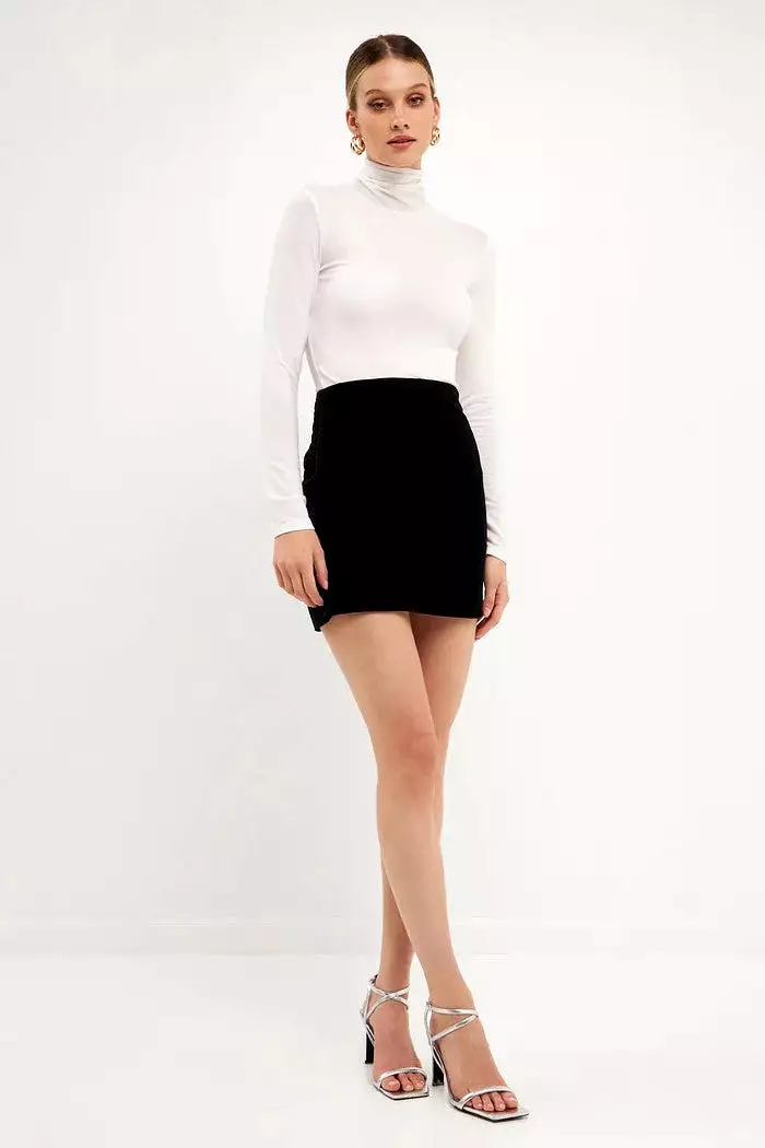 Velvet Ruched Mini Skirt