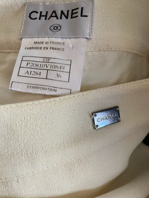 Vintage Chanel 03P, 2003 Spring Ivory Trouser Pants FR 36