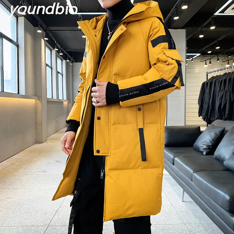 Xituodai Men's Down Jacket Warm Hooded Fashionable Coat Men Hooded Jackets Warm Lengthen Parka Coat Hight Quality White Duck Dow