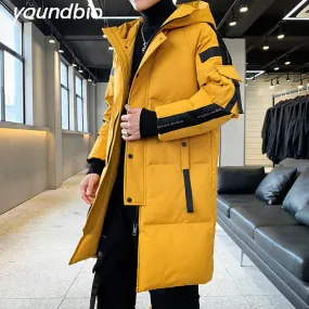 Xituodai Men's Down Jacket Warm Hooded Fashionable Coat Men Hooded Jackets Warm Lengthen Parka Coat Hight Quality White Duck Dow