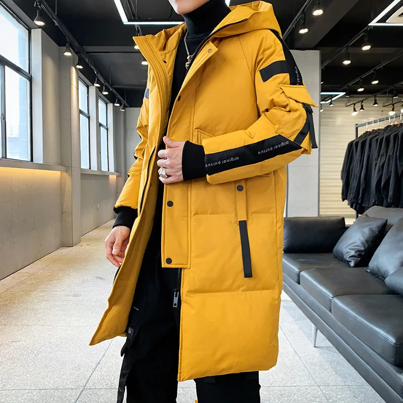 Xituodai Men's Down Jacket Warm Hooded Fashionable Coat Men Hooded Jackets Warm Lengthen Parka Coat Hight Quality White Duck Dow