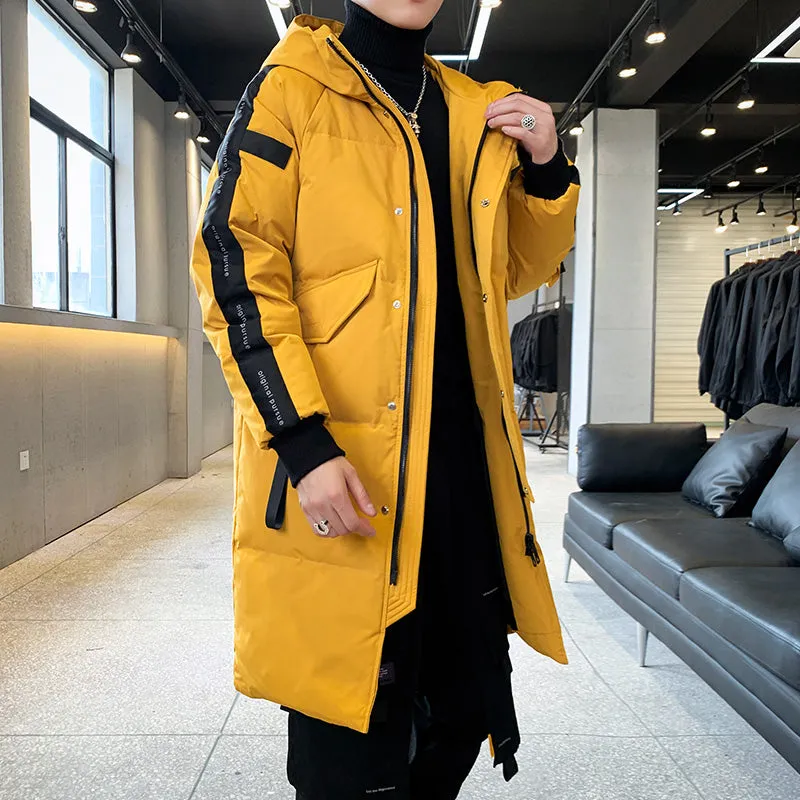 Xituodai Men's Down Jacket Warm Hooded Fashionable Coat Men Hooded Jackets Warm Lengthen Parka Coat Hight Quality White Duck Dow