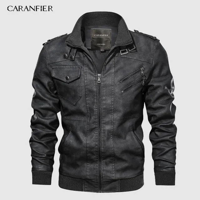 Xituodai Mens PU Hooded Jackets Coats Motorcycle Biker Faux Leather Jacket Men Classic Winter Jackets Clothes  European Size