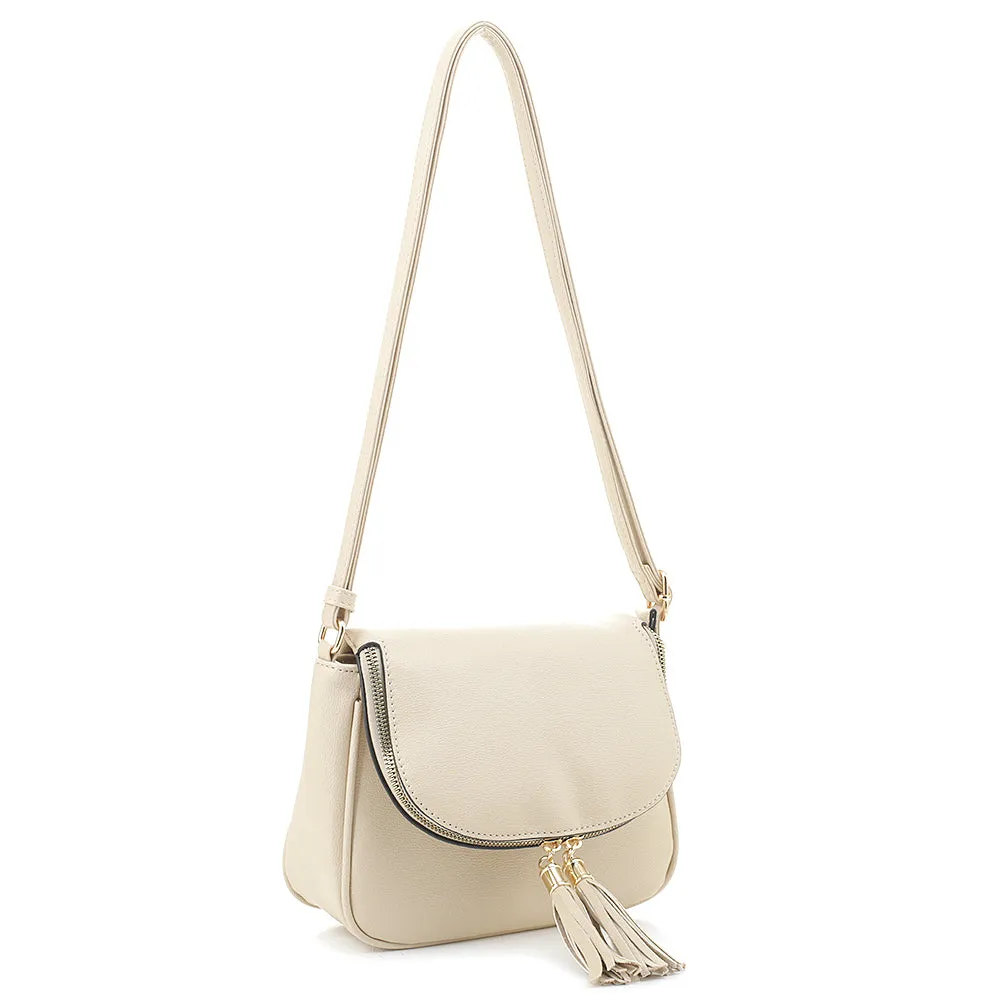 ZIP FLAP HANDBAG WITH TASSEL ZIP